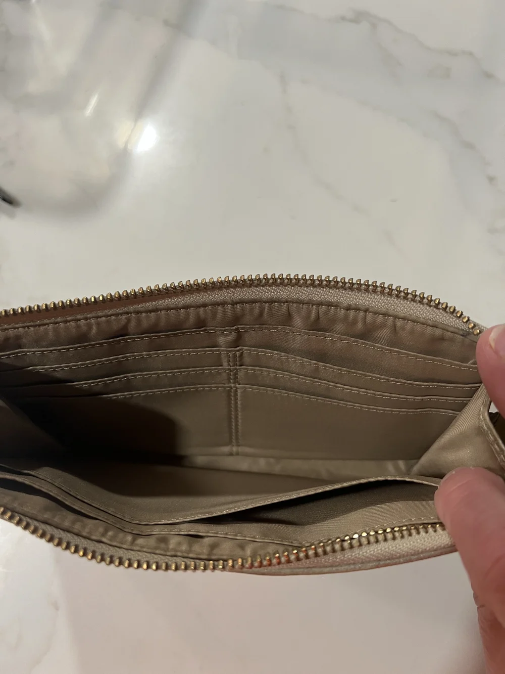 Coach Metallic Trim Signature Canvas Wristlet - Brown/Gold